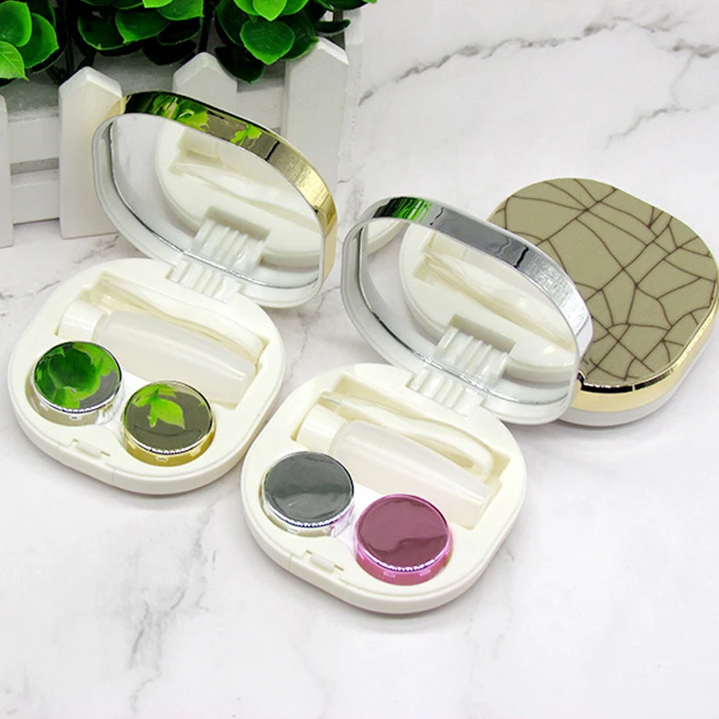 Гладкий Чехол для контактных линз с зеркальным покрытием комплект контейнера