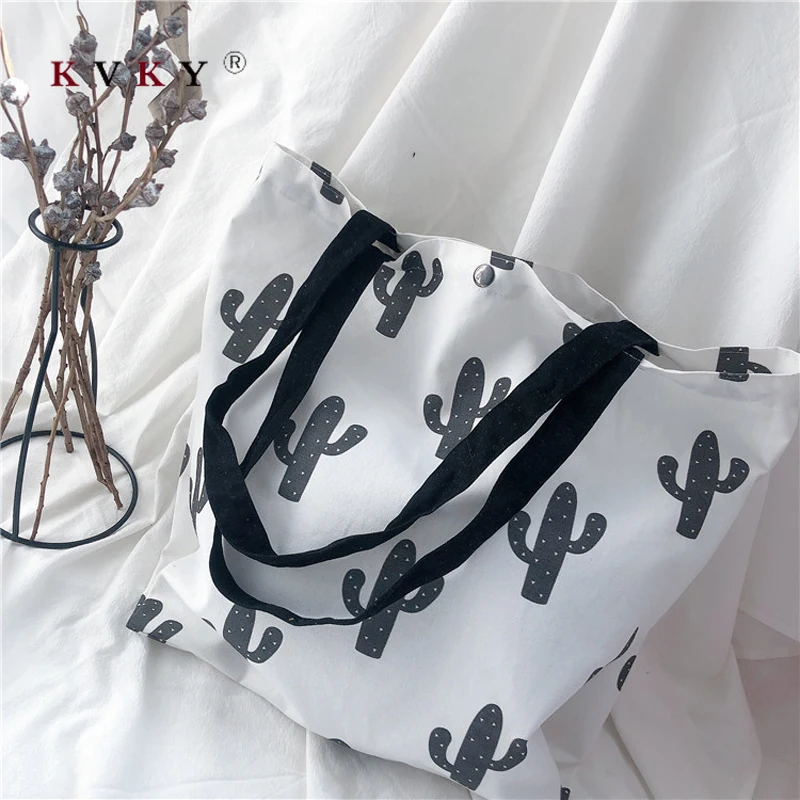 Canvas Tote Bag for Women 2020 Female Handbags Eco Reusable Cloth Shopping Student Book Bags Ladies Casual Shopper Black | Багаж и сумки