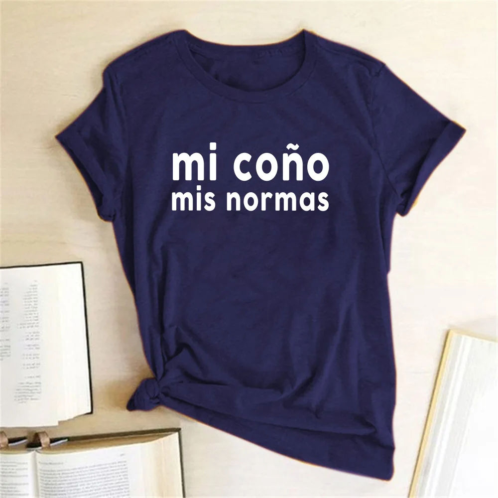 MI Cono mis normas Printing women t shirt Fashion O-Neck Casual Short Sleeve Tops Summer tshirt graphic tees 2020 Clothes | Женская