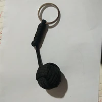 self defense braided rope keychain outdoor survival manual weaving steel ball key pendant for women bag car trinket key ring