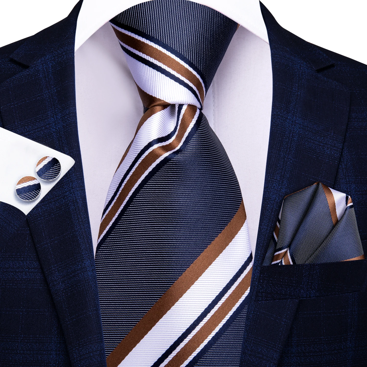 Привет-галстук серый белый полосатый Шелковый Свадебный галстук для мужчин Handky