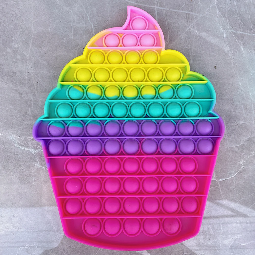 Juguete de silicona de gran tama&ntilde;o para adultos, juguete de helado de arco&iacute;ris, antiestr&eacute;s, autismo, para aliviar el estr&eacute;s, para chico-0