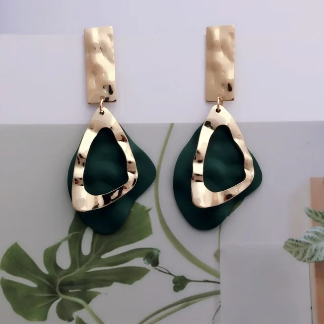 green Брендовые металлические элегантные женские серьги-капли, новинка, винтажные золотые дешевые корейские массивные серьги, аксессуары brincos - Окраска металла: green