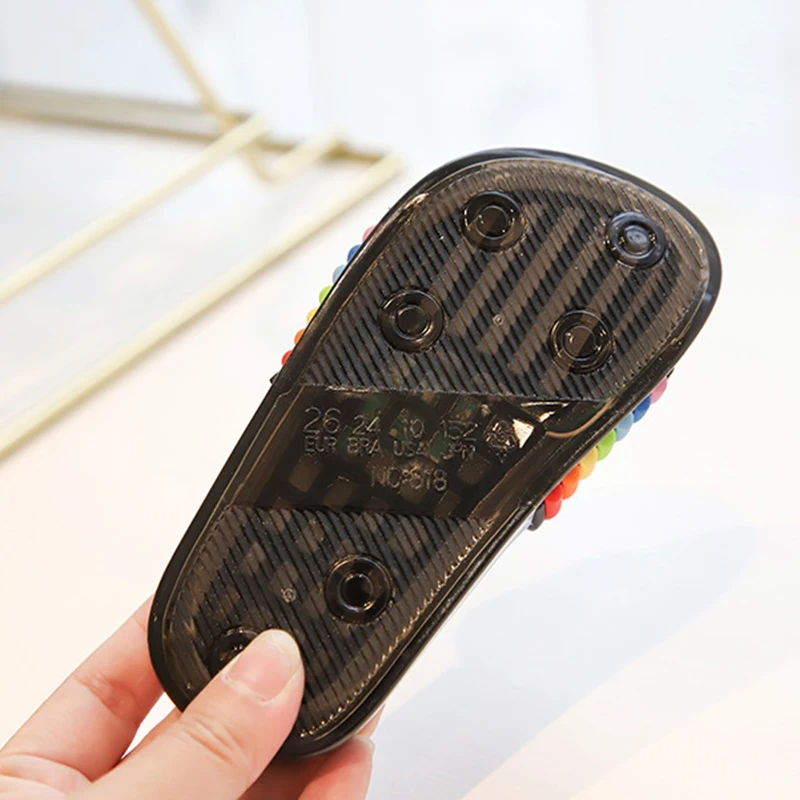 Новинка 2020 обувь для маленьких девочек симпатичные детские тапочки с радужным