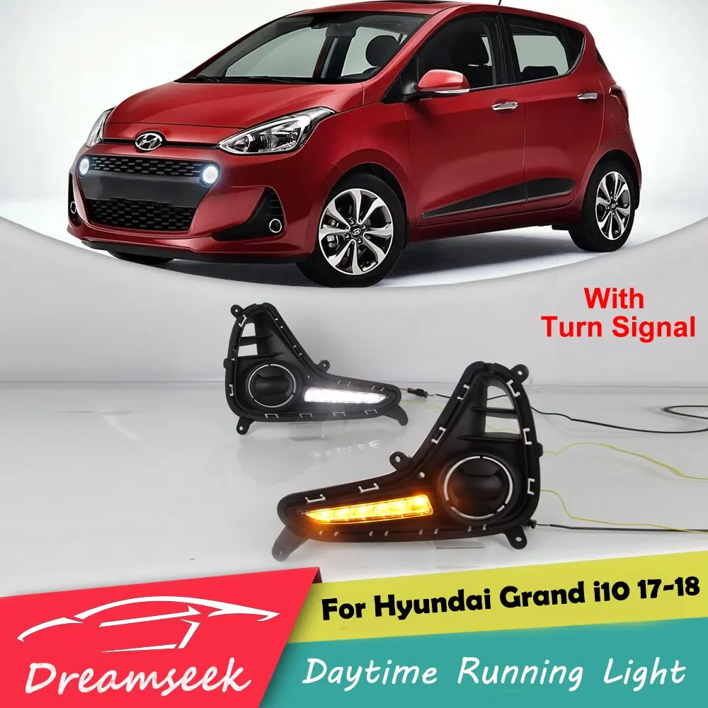Светодиодные DRL для Hyundai Grand i10 i10x 2017 2018 дневные ходовые огни с поворотом| |