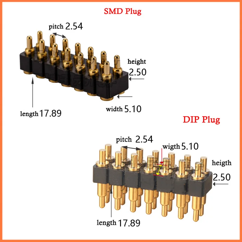 2 шт. SMD/DIP пружинный Pogo контактный разъем 14 Pin 7 0 мм Высота PCB через отверстия