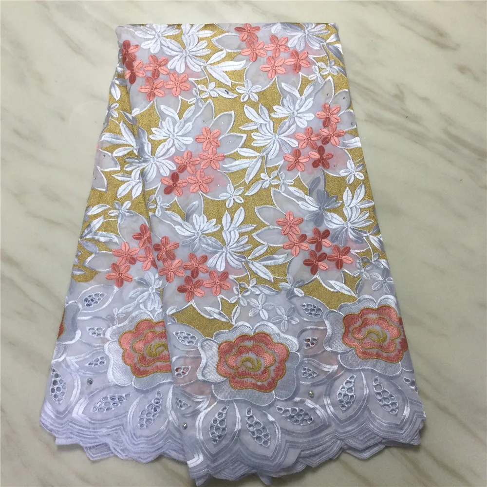 

African Lace Fabric 2021 High Quality Swiss Voile Lace Fabric 5 Yards Embroidered Nigerian Lace Fabrics Dress For Women M4943