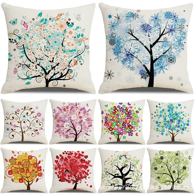 

Blue Heart Plants Trees Pillows Cover for Couchs Sofa Chair Car Cushion Cover Home Decorative Pillowcase 45x45cm Pillow Case