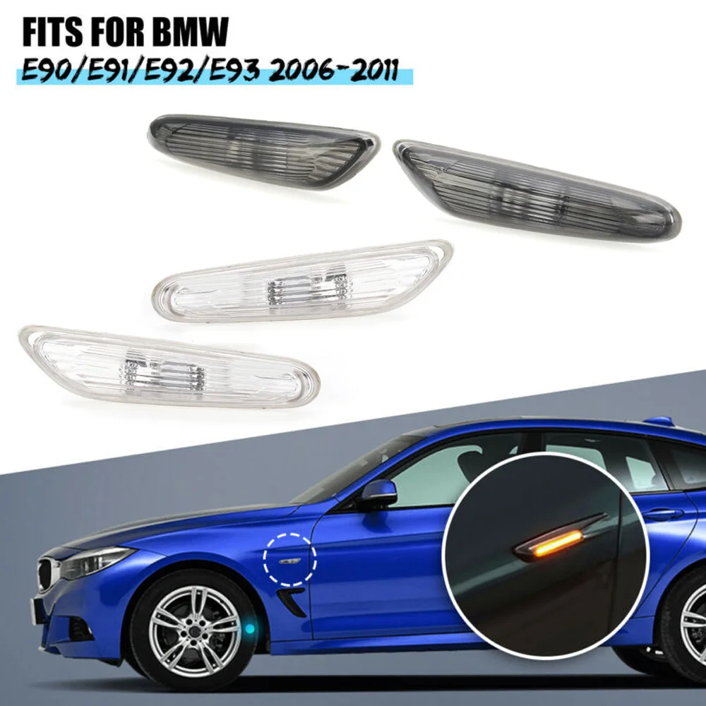 2x автомобильный Белый Светодиодный Боковой указатель поворота для BMW E90 E91 E92 E93 2006