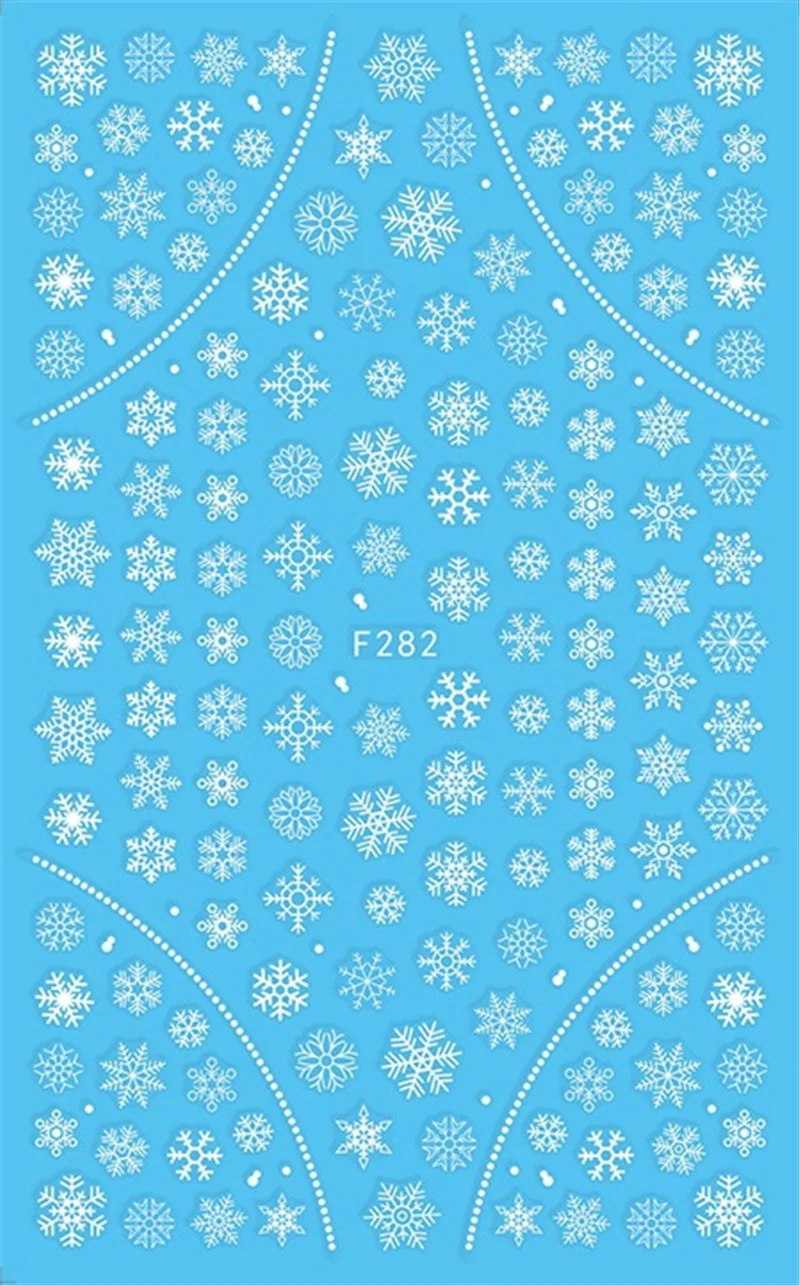 1 лист 3D белого золота рождественские слайдеры наклейки для ногтей снежинки