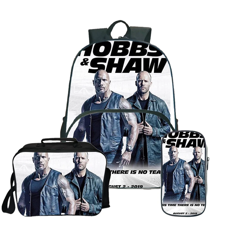 School Backpack Hobbs шоу школьная сумка для подростков девочек школьные рюкзаки для мальчиков с милой кавайный пенал ноутбук рюкзак 3 шт./компл. Mochila - Цвет: School Backpack