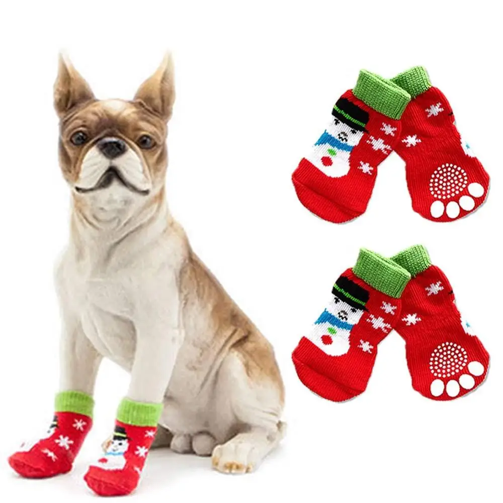 Маленькие носки для собак 4 комплекта/комплект Нескользящие домашние мягкие