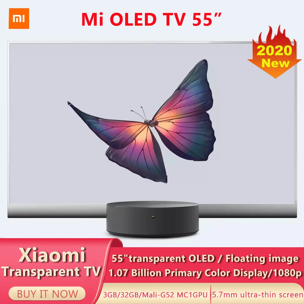  Xiaomi Transparent TV 55 Inchs OLED Artificial Intelligence 5.7mm Ultra-thin Screen  Support Bluetooth 5.0 Dolby Atmos  Smart TV