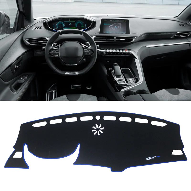 LHD Blue Side Приборной панели автомобиля крышка коврики козырек от солнца Pad инструмент Панель Ковры Анти-УФ для peugeot 3008 5008 аксессуары - Название цвета: LHD Blue Side