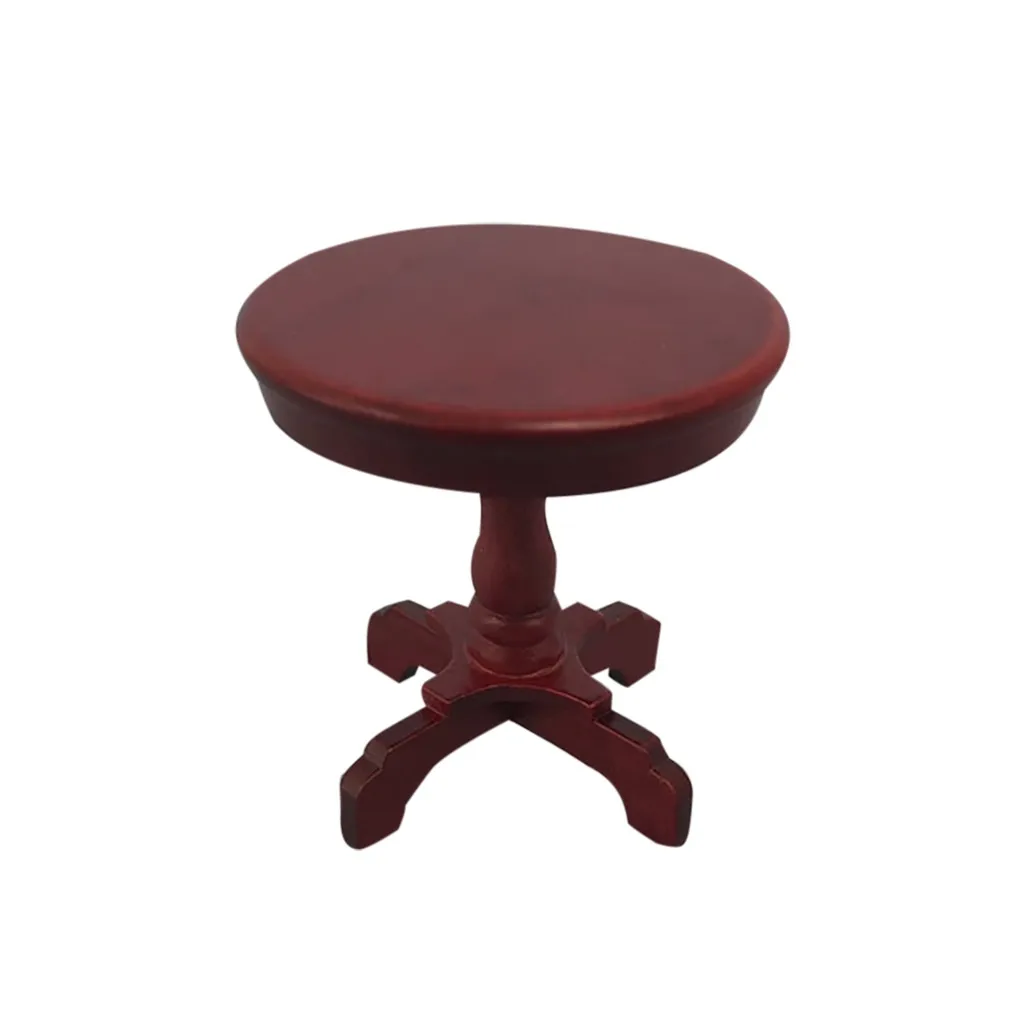 2019 New1:12 Dollhouse Furniture Miniature Wooden Round Side Table Kids Pretend Play Toy Simulation Room/Furniture |