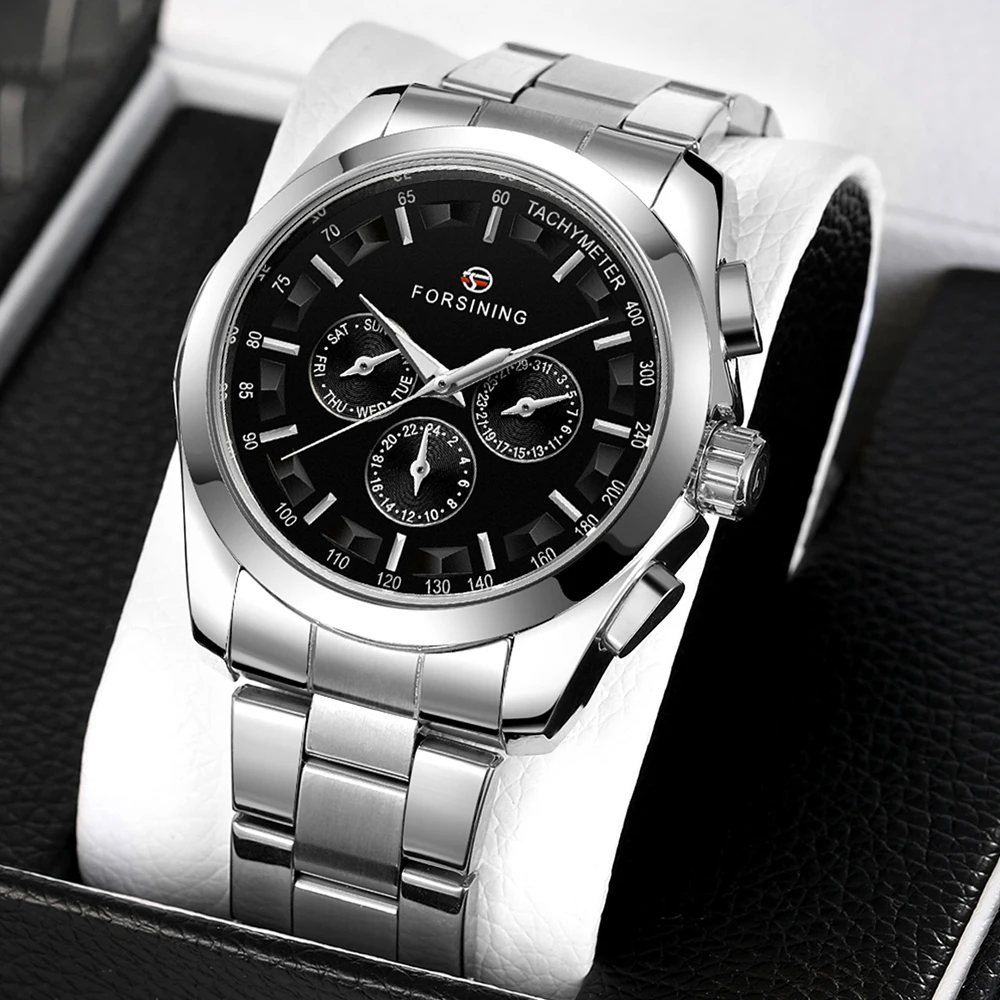 Часы наручные мужские механические с тремя циферблатами брендовые Роскошные