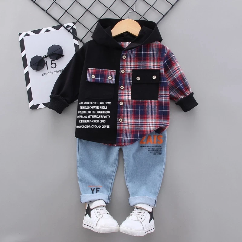 BibiCola New arrival autumn spring baby boys clothing sets lattice tops + pants sport suit for infant boy tracksuits 2pcs |