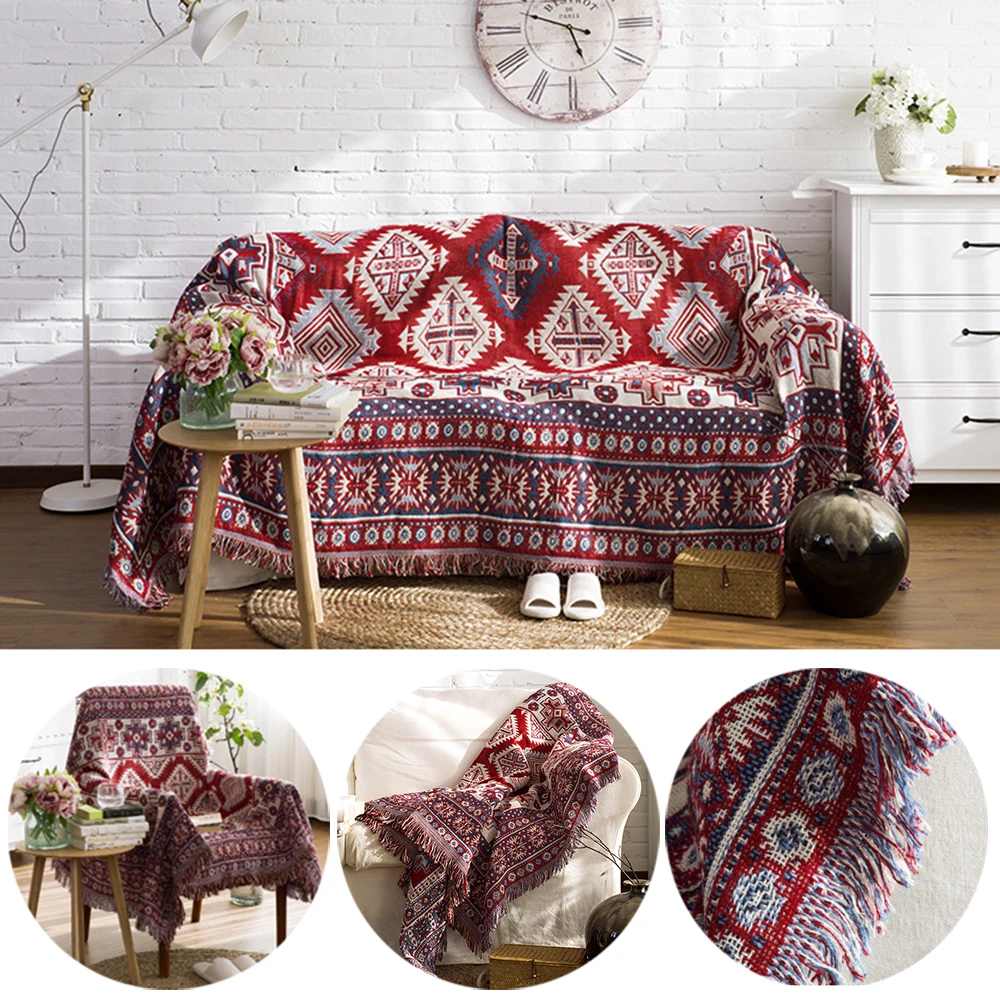 Home Slipcover Tapestry Blanket Throw Cotton Three Layer Decor Bedspread Warm Soft Sofa Chair Tassels D20 | Дом и сад