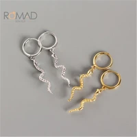 romad fashion long serpentine snake tassel earrings 925 sterling silver earrings for women punk animal earrings jewelry
