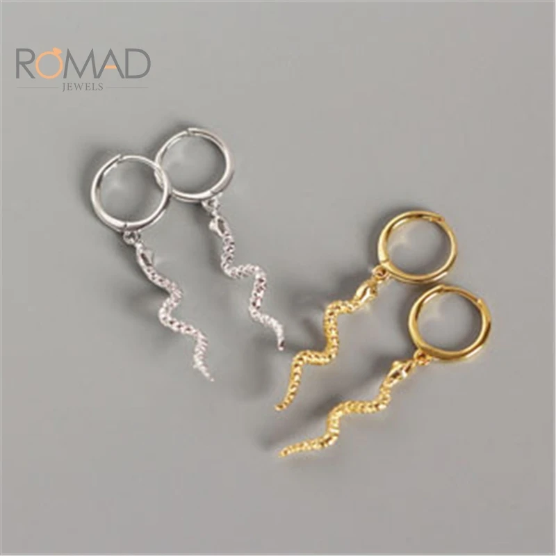 ROMAD модные длинные под змеиную кожу Змеиная кожа кисточкой серьги 925