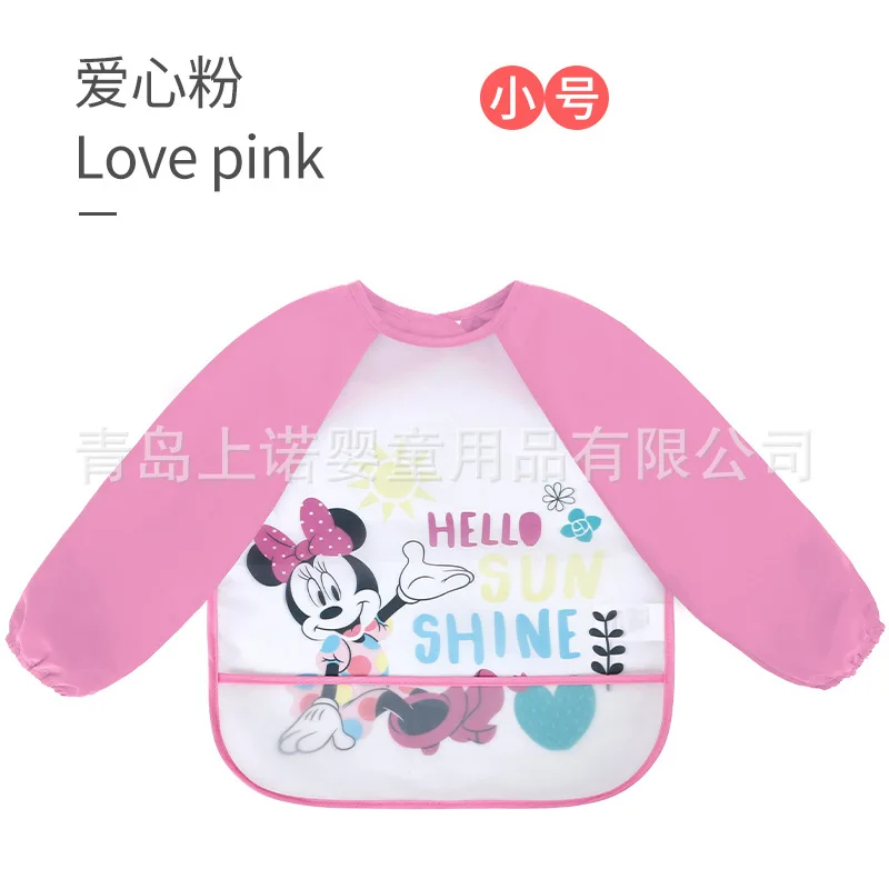 

Disney Mickey Mouse Muslin Waterproof Baby Bib Thin Muslin Bibs for Children Boys Girls Baby Feeding Long Sleeve Baby Aprons