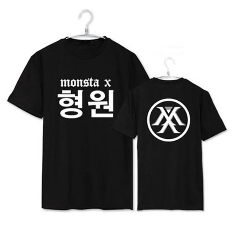 KPOP MONSTA X I.M альбом рубашки K POP Повседневная хлопковая футболка с коротким рукавом