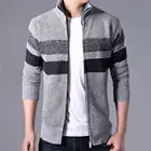 Мужской кардиган на молнии, с длинным рукавом и воротником-стойкой