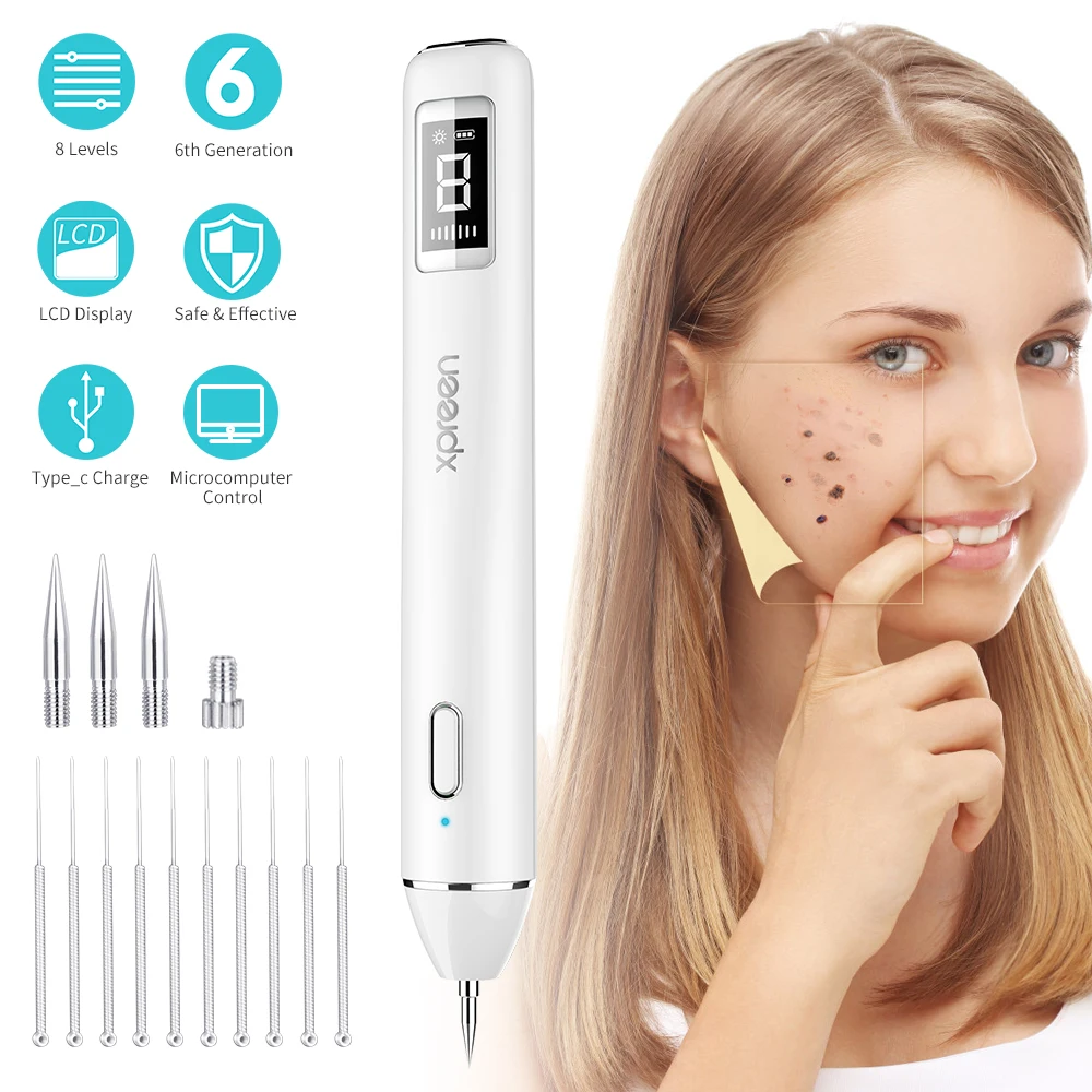 

Mole Removal Pen, LCD Laser Plasma Pen machine Wart Remover Mole Tattoo Remover Machine Skin Tag Removal Spot Pore Cleaner Tools