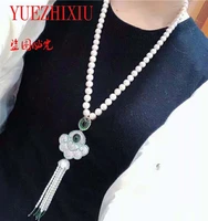 pearl necklace accessories sweater chain tassel pendant multi zircon interlayer accessories tassel