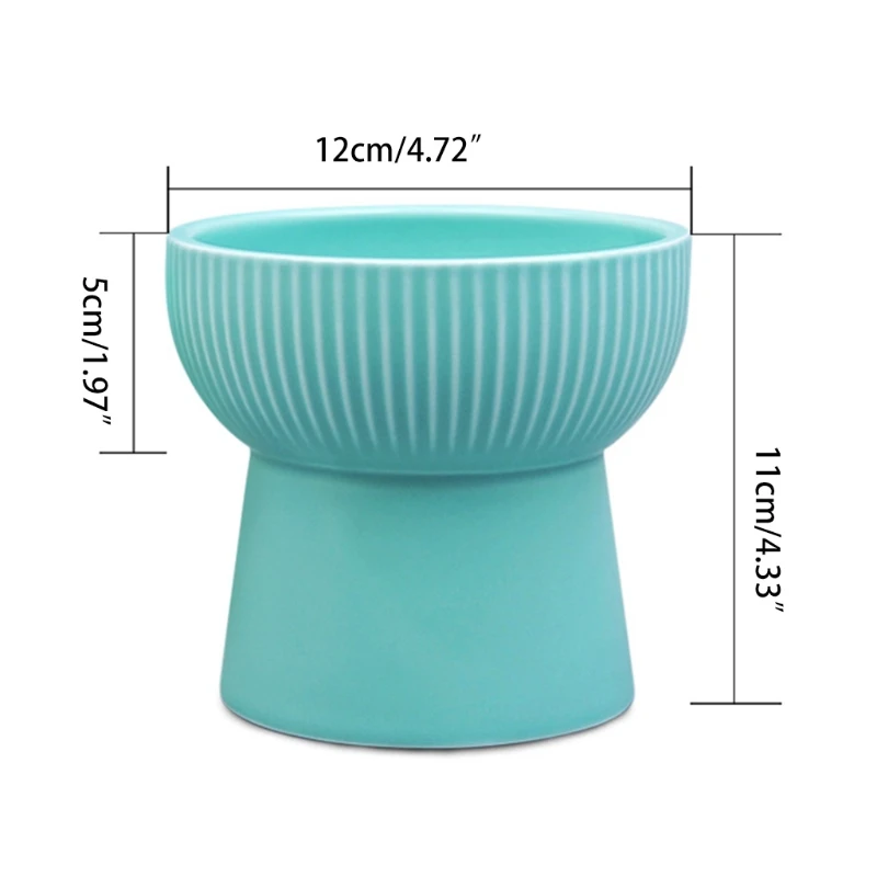 

Ceramic Raised Elevated Bowl Pet Cats Dogs Food Water Dish Stress Free Porcelain Feeding Dispenser Container