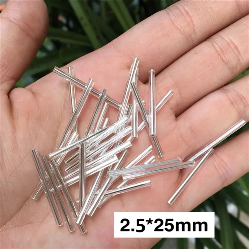 

100Pcs/Bag 2.5*25mm Long Size Silver Core Czech Glass Seed Bugle Beads Tube For Jewelry Garment DIY Bracelet Craft Accessories
