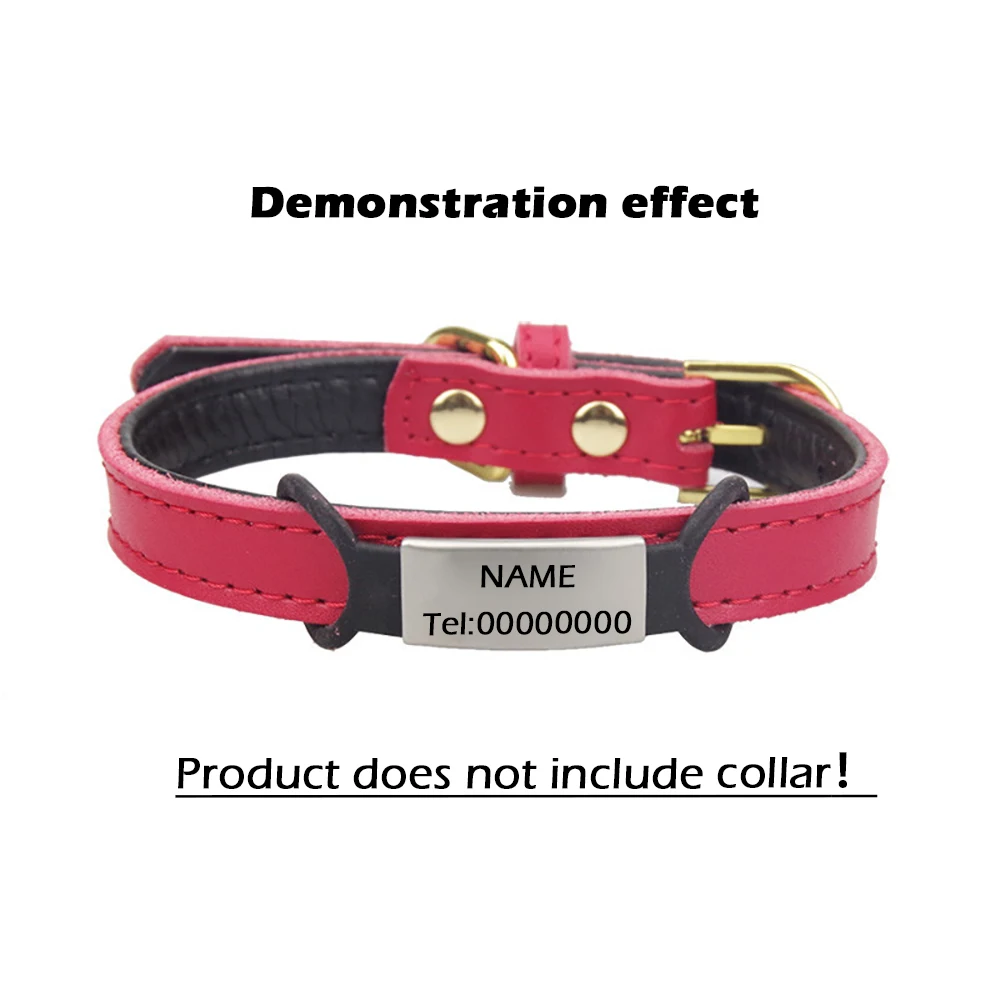 

1pc Pet Dog Tag Silicone Stainless Steel Dog ID Tag Engraved Dog Collar Anti-lost Pet Nameplate Tags For Dog Cat Tensile Rubber