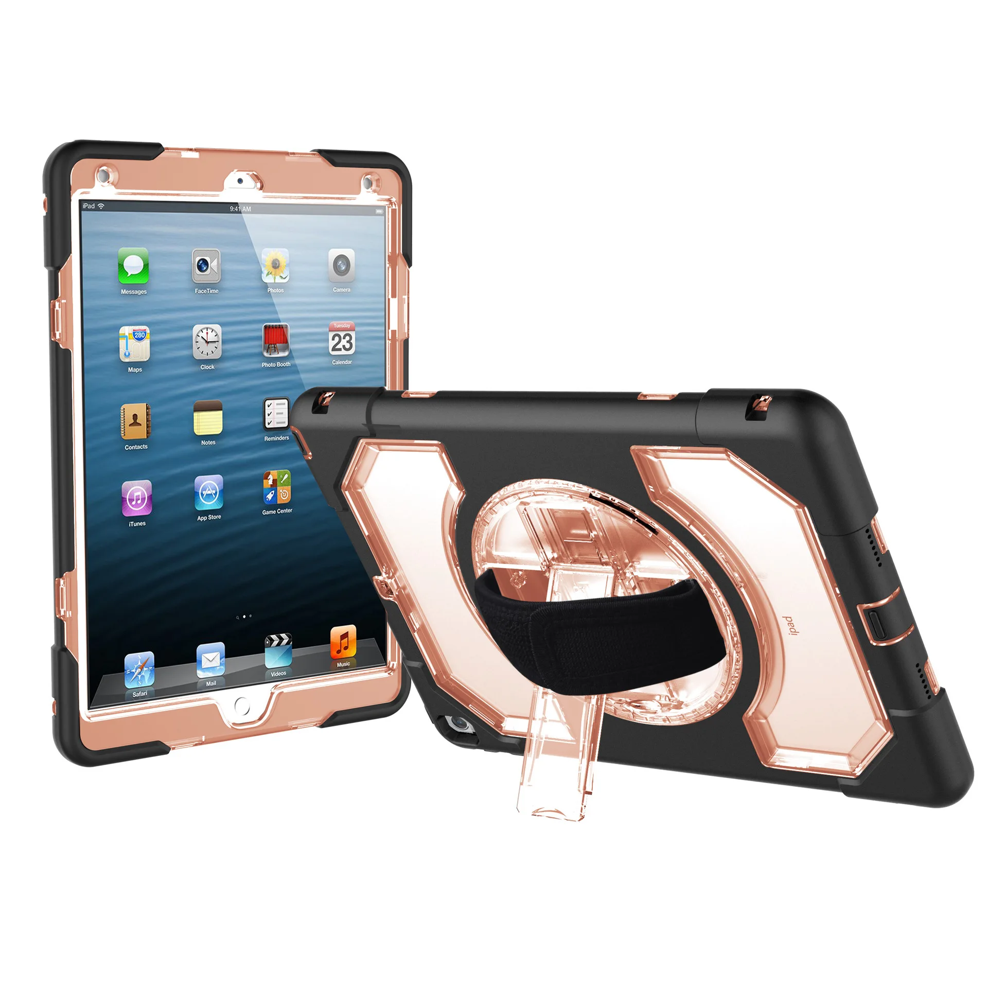 Gold Силиконовый чехол для iPad Pro, 11 дюймов, планшет с 360 поворотом, регулируемый ремешок на руку, ударопрочный чехол FHL02 - Цвет: Gold