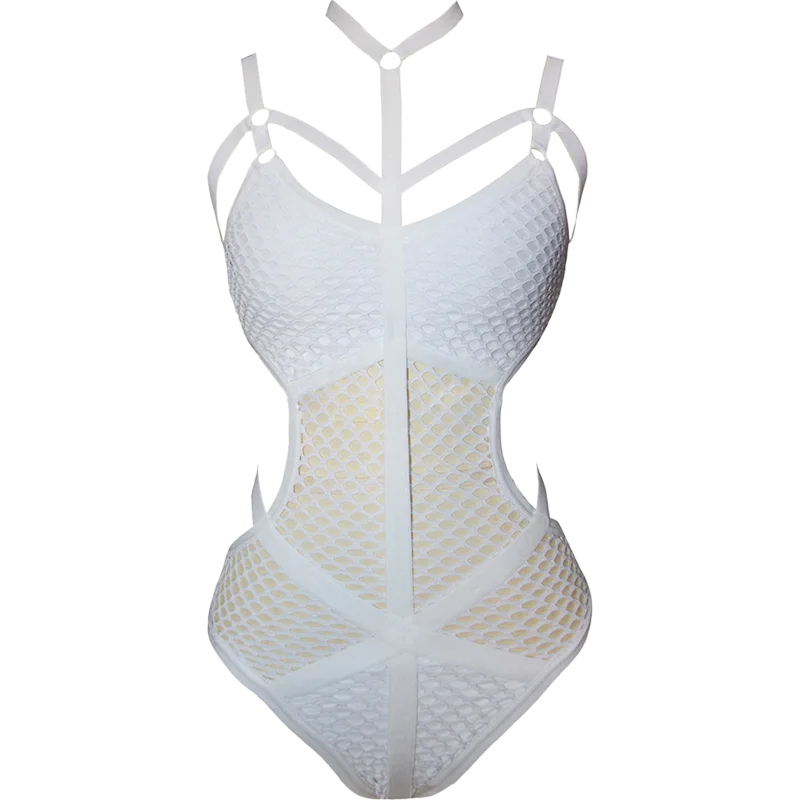 

Cheap Nightclub Jumpsuit Women White Net Bodysuit Sexy GoGo Dancer Costume DJ Costume Rave Outfits Women Stage Clothes BL2124