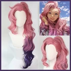 Серафин парик конский хвост лол Косплей кДа постепенный розовый фиолетовый Синтетический волос 100 см длинный кудрявый парик объемная волна новый Серафин Косплей