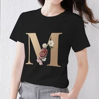 hot selling letter t shirt womens casual fashion commuter black top m initial name printing round neck xxs%ef%bc%8dxxxl short sleeves
