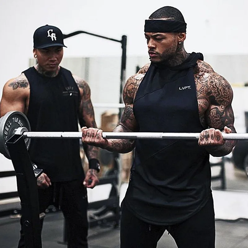 Мужская спортивная одежда без рукавов с капюшоном жилет для фитнеса бега