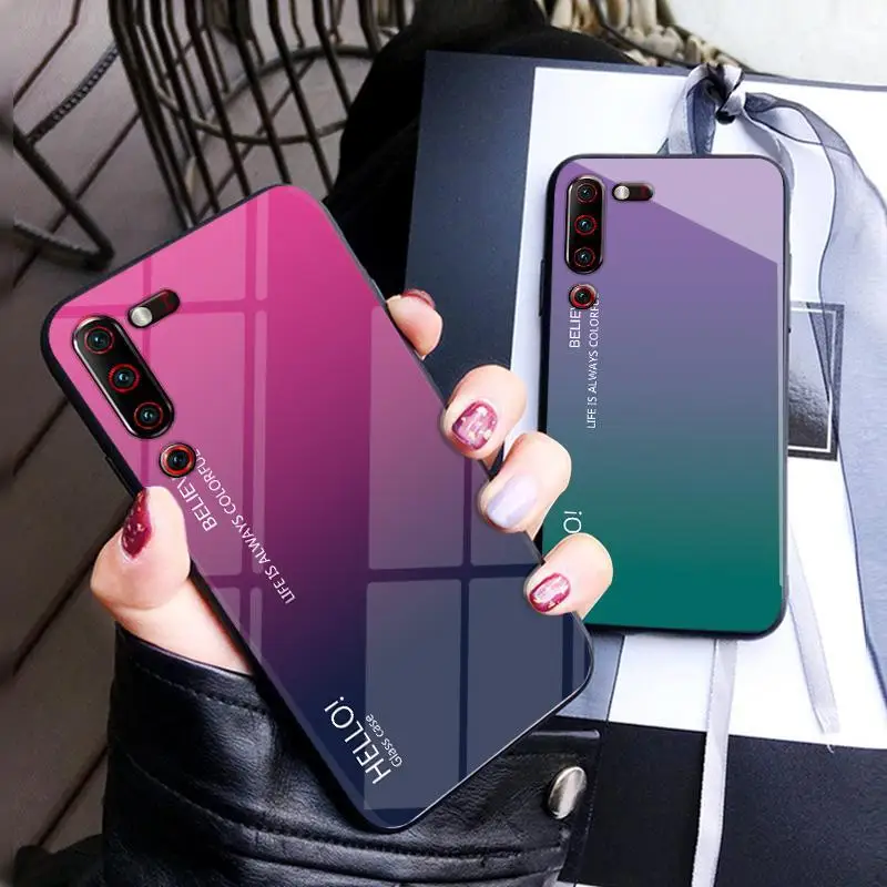 Цветной чехол из закаленного стекла для Lenovo Z5S Z6 Pro Z6Lite градиентная задняя крышка