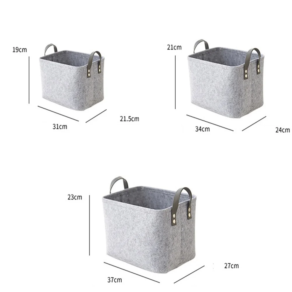 

Collapsible Felt Storage Basket Foldable Bin Organizer Multifunctional Durable Cosmetic Bags With Handles For Home Office