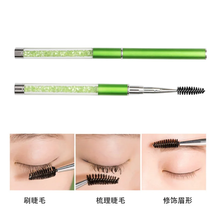 

100pcs Makeup Eyelash Brushes 10 colors Diamond Handle Brushes Mascara Applicator Wand brushes rhinestone lash brush