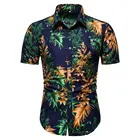 Гавайская рубашка Aloha мужская с принтом пальмы, модная пляжная сорочка с коротким рукавом, Повседневная Уличная одежда, лето 2022