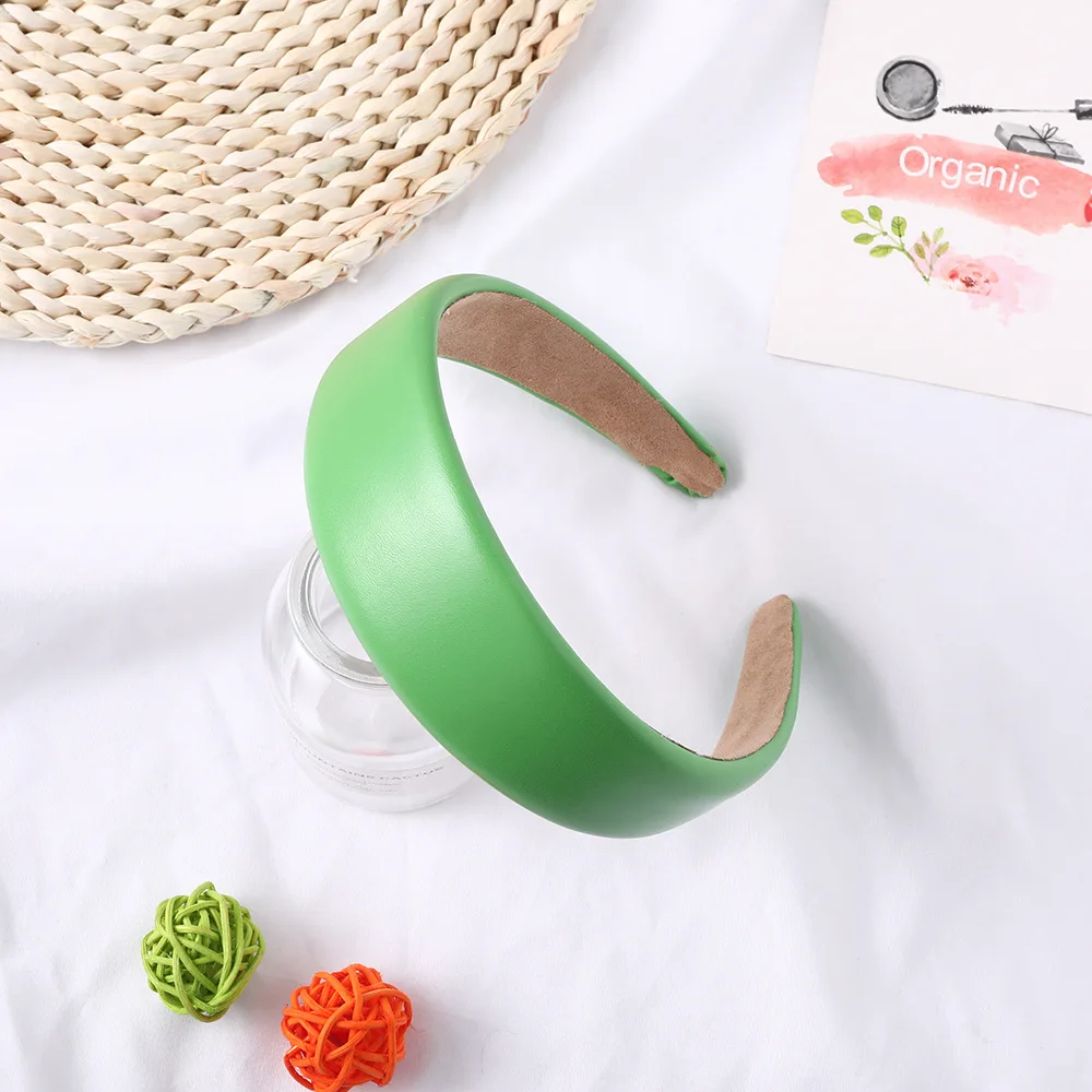 Винтажные цветные однотонные кожаные волосы Pu ремешок для женщин Корейская