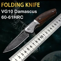 new folding knife high hardness outdoor hunting tactics vg10 damascus steel camping special rescue survival defense tool edc