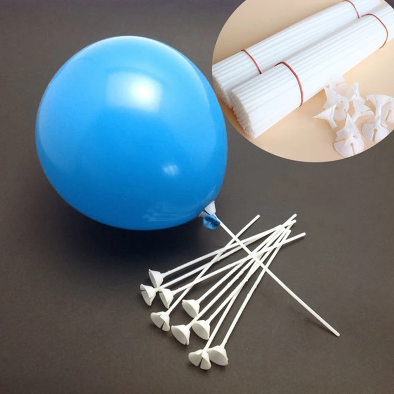 20pcs 30cm Latex Balloon Stick with Cup Balloons Holder Sticks White PVC Rods Baloon Party Supplies Decoration Accessories | Дом и сад