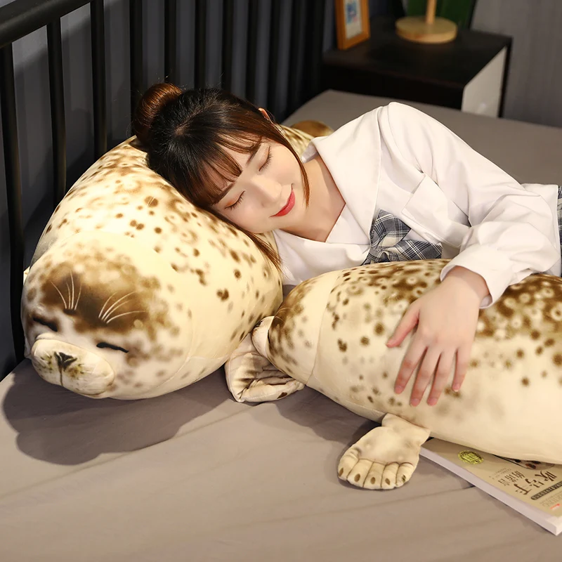 120CM Cute Fat Sea Lion Plush Toys 3D Novelty Throw Pillows Gaint Soft Seal Stuffed Plush Sleeping Pillows Home Doctor Baby Gift