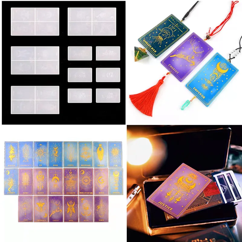 

DIY Tarot Epoxy Resin Mold Full English Card Game Pendant Silicone Mold Resin Casting Kit Fitting Tool