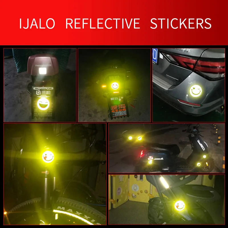 Флуоресцентная наклейка 4 модели мультяшный смайлик отражательные наклейки для