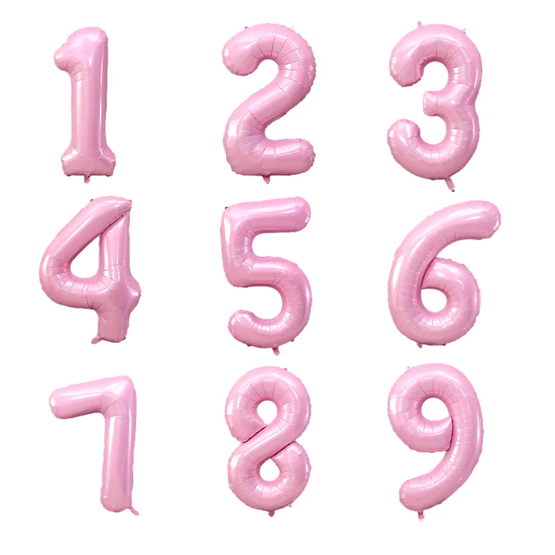 

40 Inch 0-9 Pink Aluminum Foil Inflatable Birthday Party Balloon