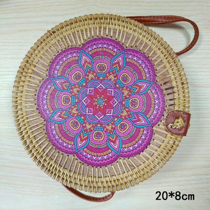 Круглая плетеная соломенная сумка, сумка из ротанга, женские сумки для путешествий, маленькие пляжные сумки, женские летние полые пляжные сумки ручной работы, сумки на плечо - Цвет: BT905