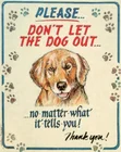 Пожалуйста, не позволяйте собаке вытащить металлическую жестяную табличку в стиле ретро